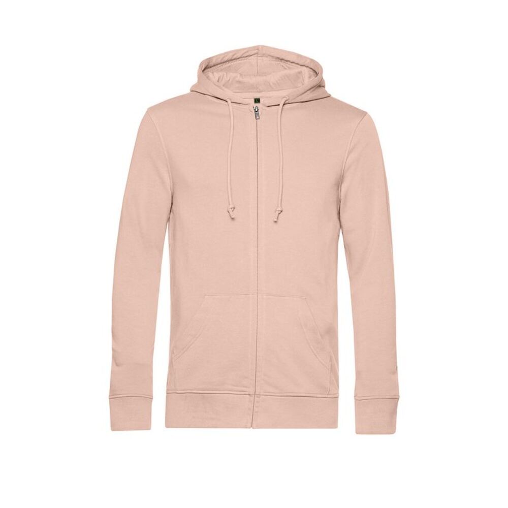 B&C Mens Zipped Hoodie / Soft Rose